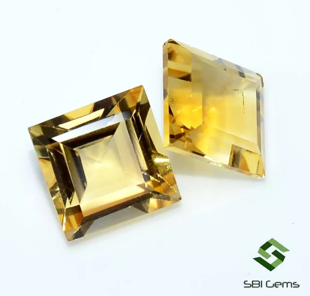 4.89 Cts Natural Citrine Square Cut Pair 8 mm Fabulous Golden Shade Gemstones 2