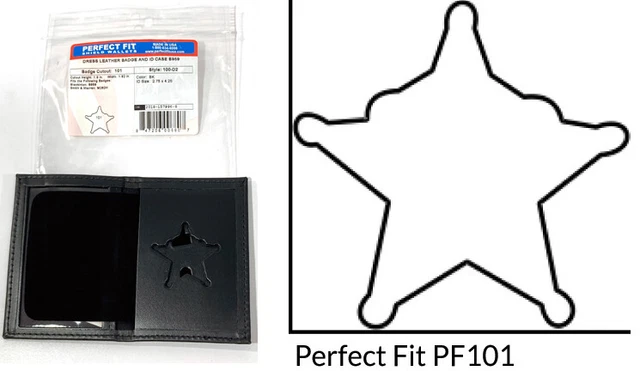 Perfect Fit 100-D2 Book Style Dress Leather Badge & Id Case 5-Point Star B959