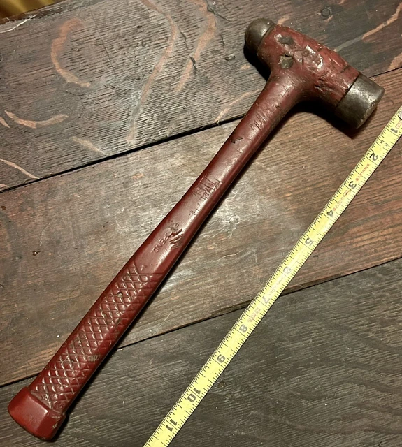 VINTAGE SNAPON 16OZ Dead Blow Ball Peen Hammer Cushion Soft Grip Red