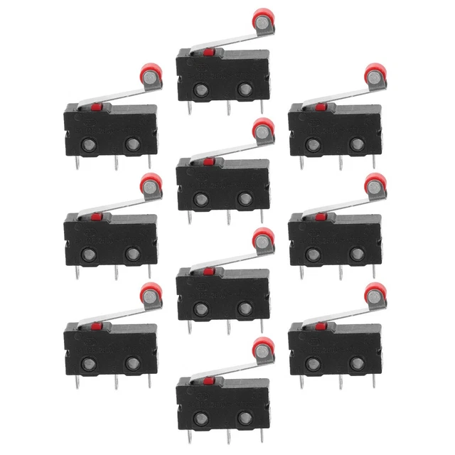 CES 10-Pack Flat Lever Micro Switches – Normally Open/Normally Closed, 10A 125V (MSW12G-10PK)
