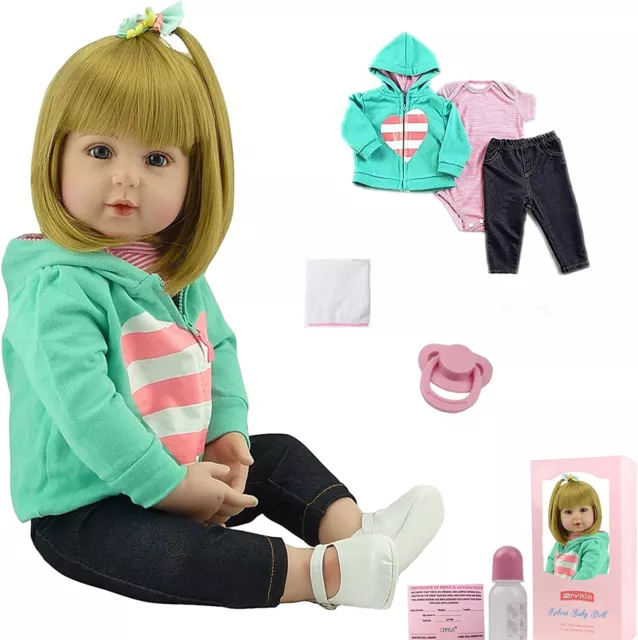19" Reborn Dolls Baby Vinyl Silicone Handmade Lifelike Newborn Barbie Gift Doll