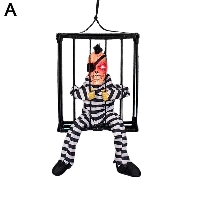 A Cage Ghost Halloween Hanging Decor Yelling Scary Animated Prisoner Ghost To H1