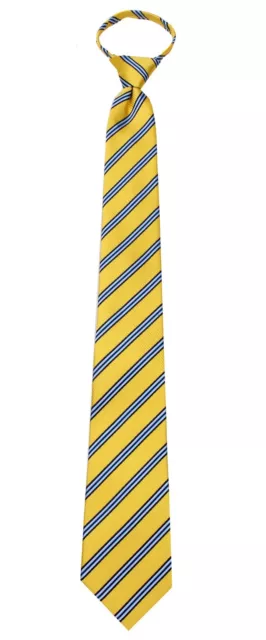 Boy's 14 Inch Gold Stripe Pretied Zipper Necktie