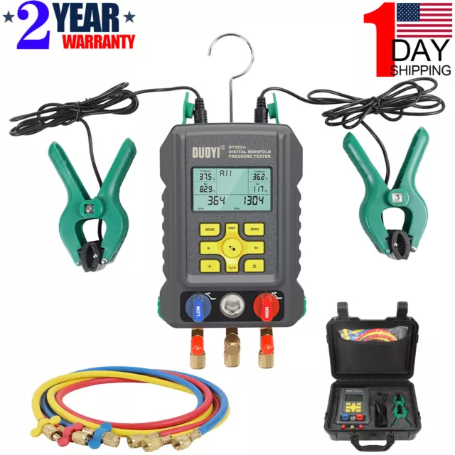 AC Gauges Digital HVAC Manifold Gauge Set for 93 Refrigerants AC Pressure Gauge