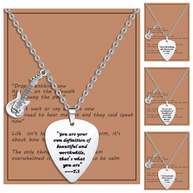 Stainless Steel Taylor Swift Guitar Pick Necklace Jewelry Accessories Fans Gift