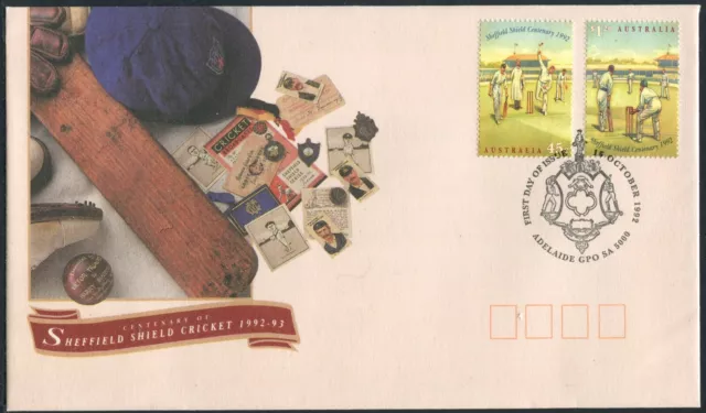 1992 Australia Centenary Of Sheffield Shield Cricket Set Of 2 First Day Cover