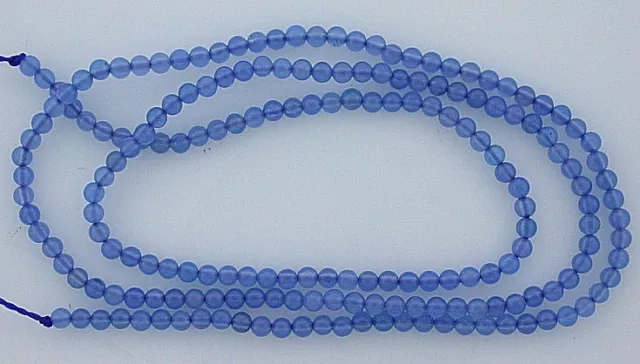 2mm Round Blue Agate Gem Stone Gemstone Beads 15 Inch Strand ab15