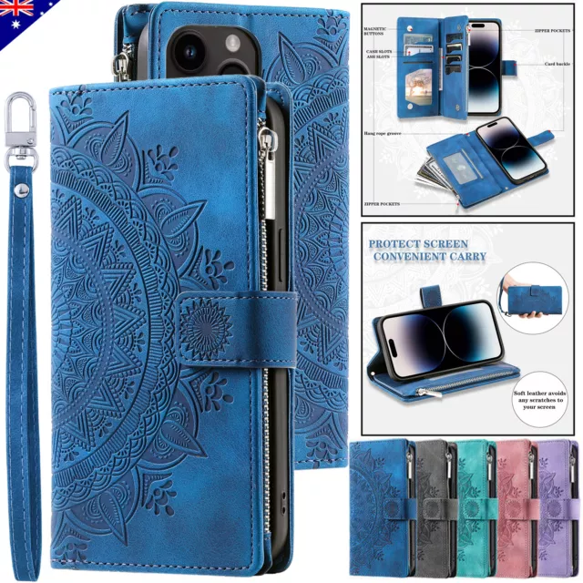 For iPhone 14 13 12 11 Pro Max XR SE 7 8 Magneti Leather Wallet