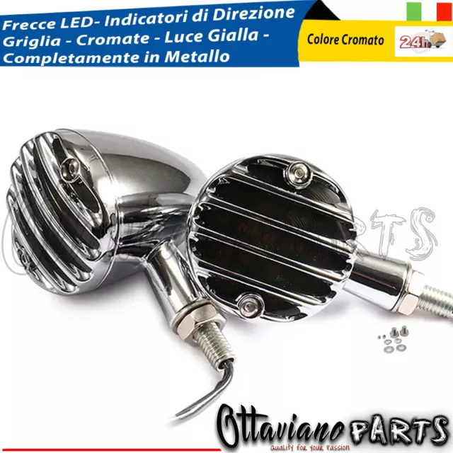 2 Frecce Moto Universali Led 1sx 1dx Metallo Cromate Griglia H12