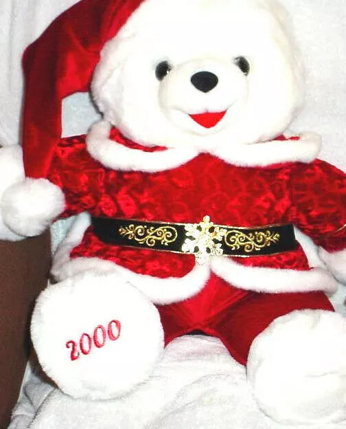 2000 WalMART CHRISTMAS Snowflake TEDDY BEAR White Boy 22" Red Outfit Nice NWT.