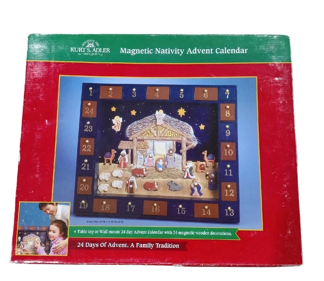 KURT ADLER J3767 Wooden Nativity Advent Calendar with 24 Piece