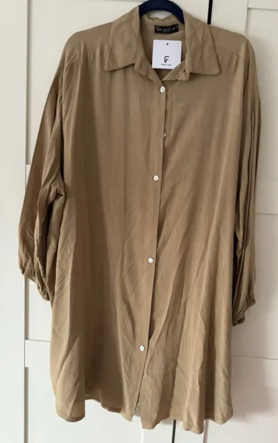 Long Bluse oversize in Camel 40-48 neu