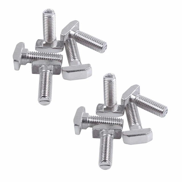 M8 Thread T-Slot Drop-in Stud Sliding Screw Bolt Silver Tone 10Pcs N8V6