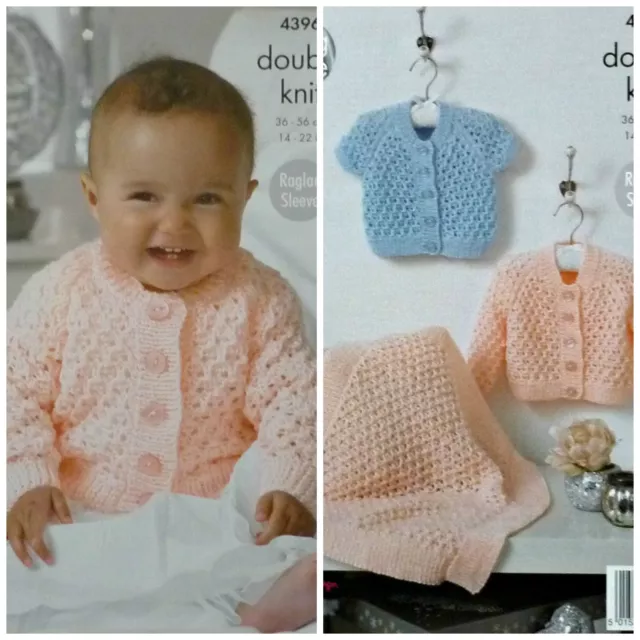 MODÈLE DE TRICOT cardigans en dentelle scintillants bébé et couverture en dentelle Glitz DK 43696