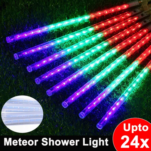 LED Meteor Shower Rain Lights Icicle Snowfall Lights Christmas Outdoor Tree Xmas