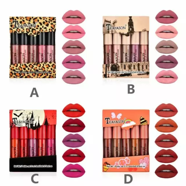 5Pcs/Set Waterproof Lipstick Sexy Vampire Lip Stick Matte Velvet Lipsticks Lips