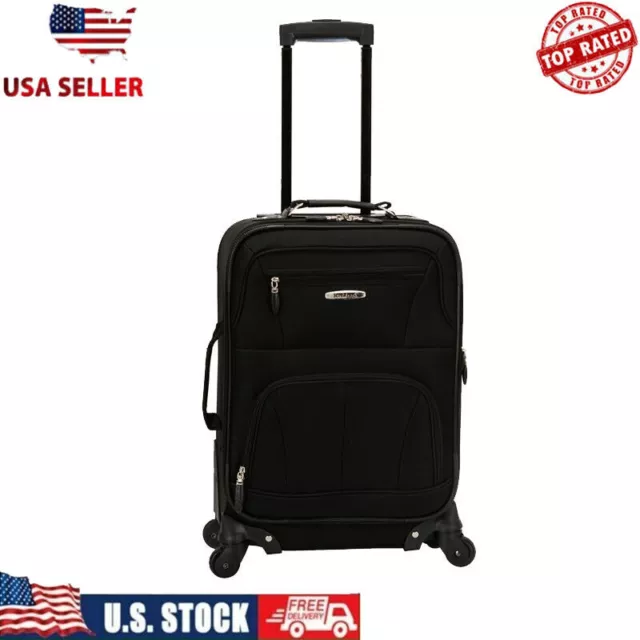 19" Expandable Luggage Softside Spinner Carry-On Wheel Rolling Travel Suitcase