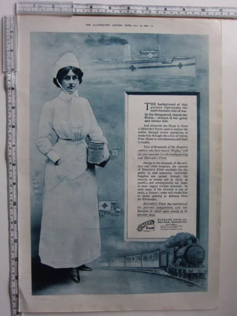 1918 Wwi Print Advertisment Benger's Food Nurses