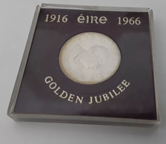 1966 Ireland Silver Ten Shillings Coin Cased UNC Golden Jubilee 1916 - 1966
