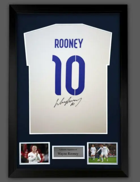 WAYNE ROONEY Framed England T-Shirt signed at private signing session w/COA