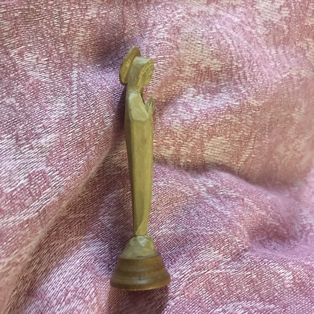 French 3” WOOD HAND CARVED Statue Virgin Mary Our Lady Small Detailed 8
