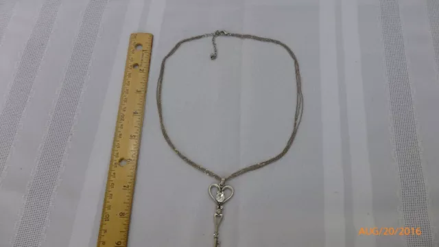 Vintage Key to My Heart Necklace Silver Color Dainty Chain