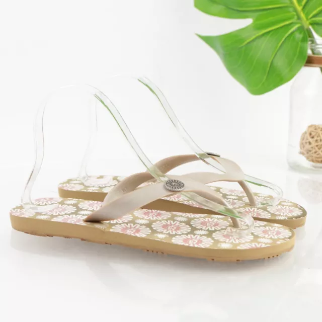 UGG Women's Flare Sandal Size 8 Thong Slide Flip Flop Taupe Tan Pink Beach Pool