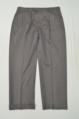 J Hilburn Fits 34 x 30 Brown Guabello First Pleated Cuffed Dress Pants