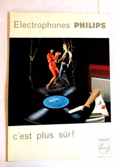 Carton publicitaire vintage électrophones PHILIPS - NO plaque émaillée