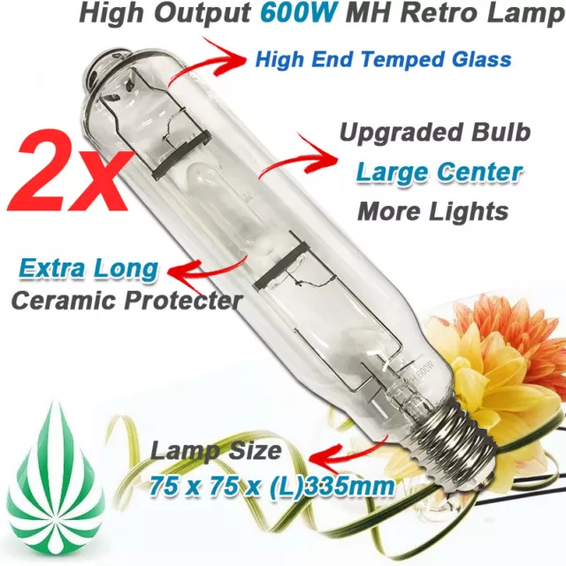 [2x] Hydroponics MH 600W Retro Lamp Plant Vege Grow Strong Light HPS Ballast Fit