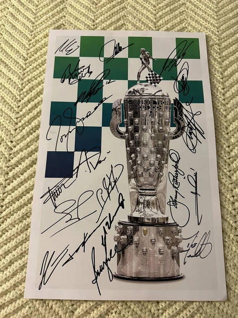 19 Winners Signed 11 x 17 Indianapolis Indy 500 Photo Foyt Andretti Unser Mears