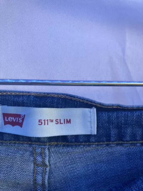 levis 11 Slim Boys Blue Denim Jeans Size 16 Reg 5 pocket Button Front 2