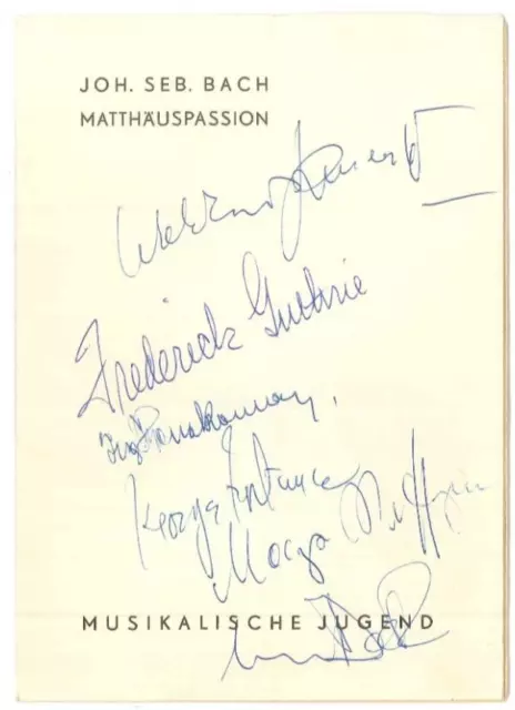 Programm Wien 7.4.1960 Matthäus-Passion Dickie, Fortune, Stich-Randall, Höffgen