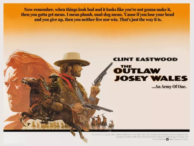 THE OUTLAW JOSEY WALES 1976 Quad poster print 30x40" Clint Eastwood FREE P&P