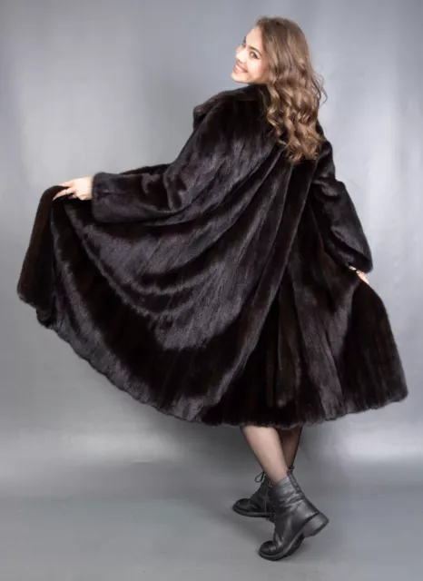 12520 Glamorous Real Mink Coat Luxury Fur Very Long Beautiful Look Size L