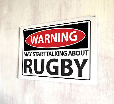Segnale di avvertimento può iniziare a parlare di rugby sign A4 metallo PLACCA PUB