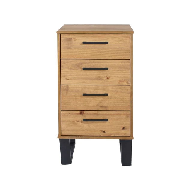 Cassettiera a 4 cassetti mobili per camera da letto stretta in legno abbigliamento deposito manico in metallo