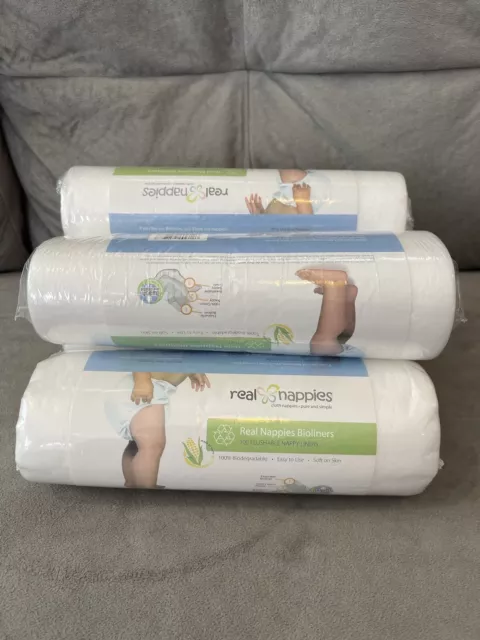 Real Nappies Bioliners 100 Flushable Cloth Diaper Liners Set Of 4. 400 Liners.