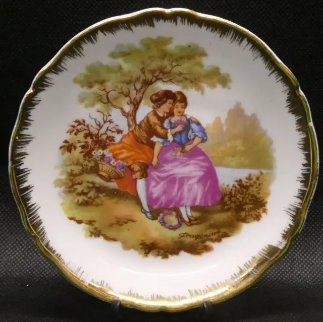 Limoges Jean Feuillade Small Plate with Fragonard Courting Couple - 11cm