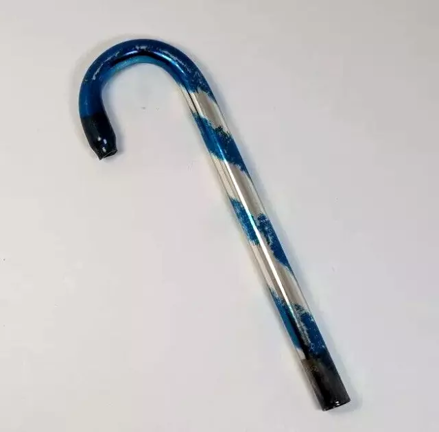 Kentlee Mercury Glass Blue Silver Candy Cane Ornament 6.5" Tube Christmas Vtg