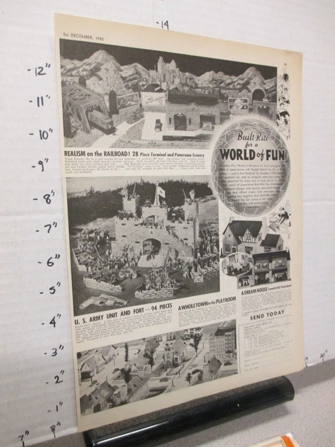 Built Rite Model Rr Displays MAGAZINE AD 1942 BUILT-Rite punch-out playset railroad house Army fort ...