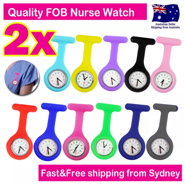 2x Nurse Watch Silicon Tunic Fob Nursing Pocket Brooch Watch for Nurses Pouch