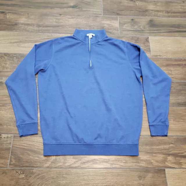 Peter Millar Pullover Mens Large Blue Golf Crown Comfort Interlock Quarter Zip