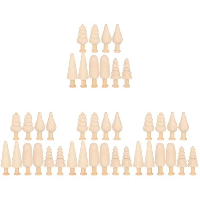 40 Pcs Small Wooden Mushroom Wooden Shapes Mushroom Figure Toys Ornaments Child
