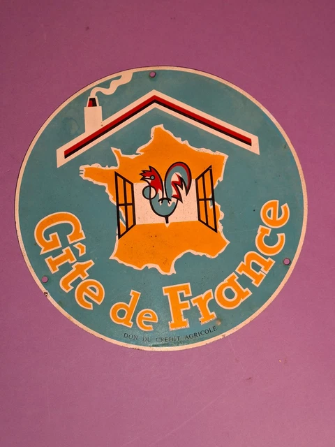 Plaque Émaillée Ancienne - Hôtel De Tourisme - Publicité Vintage Métal