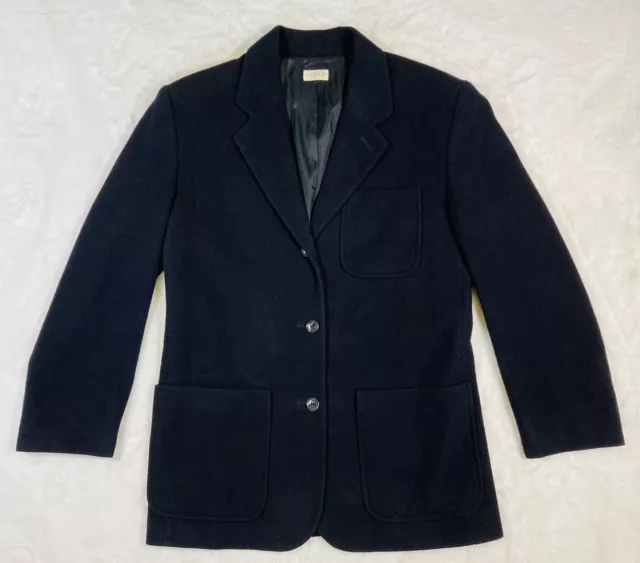 Womens J.Crew Wool Cashmere Blend Blazer Jacket Black 3 Button Front Preppy S