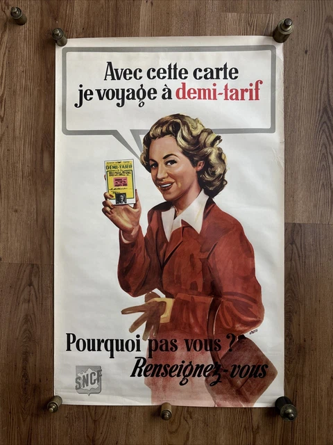 Affiche Ancienne Originale SNCF Auvergne par Gregoire entoilée 1952