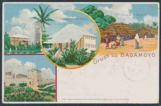 DOA Krone Litho Privatpostkarte Kilwa 1900 Dar-Es-Salam Berlin Attest (S23617)