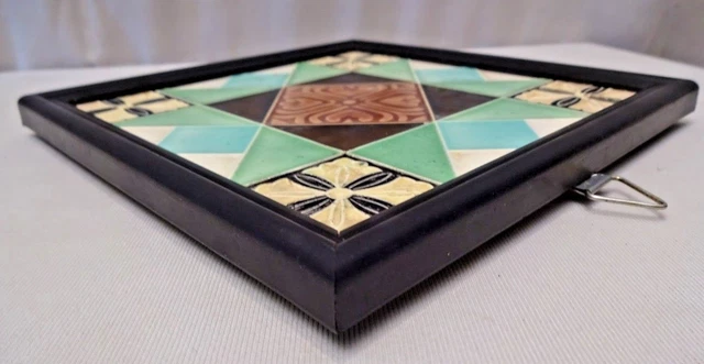 Tile Majolica Japan Vintage Ceramic Art Nouveau Floral Design Collectible #442 3