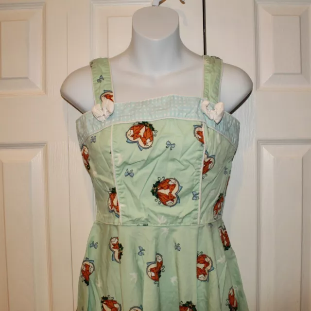 Hell Bunny Foxy Mint Green Fox Print Retro Rockabilly Pin Up Summer Dress S